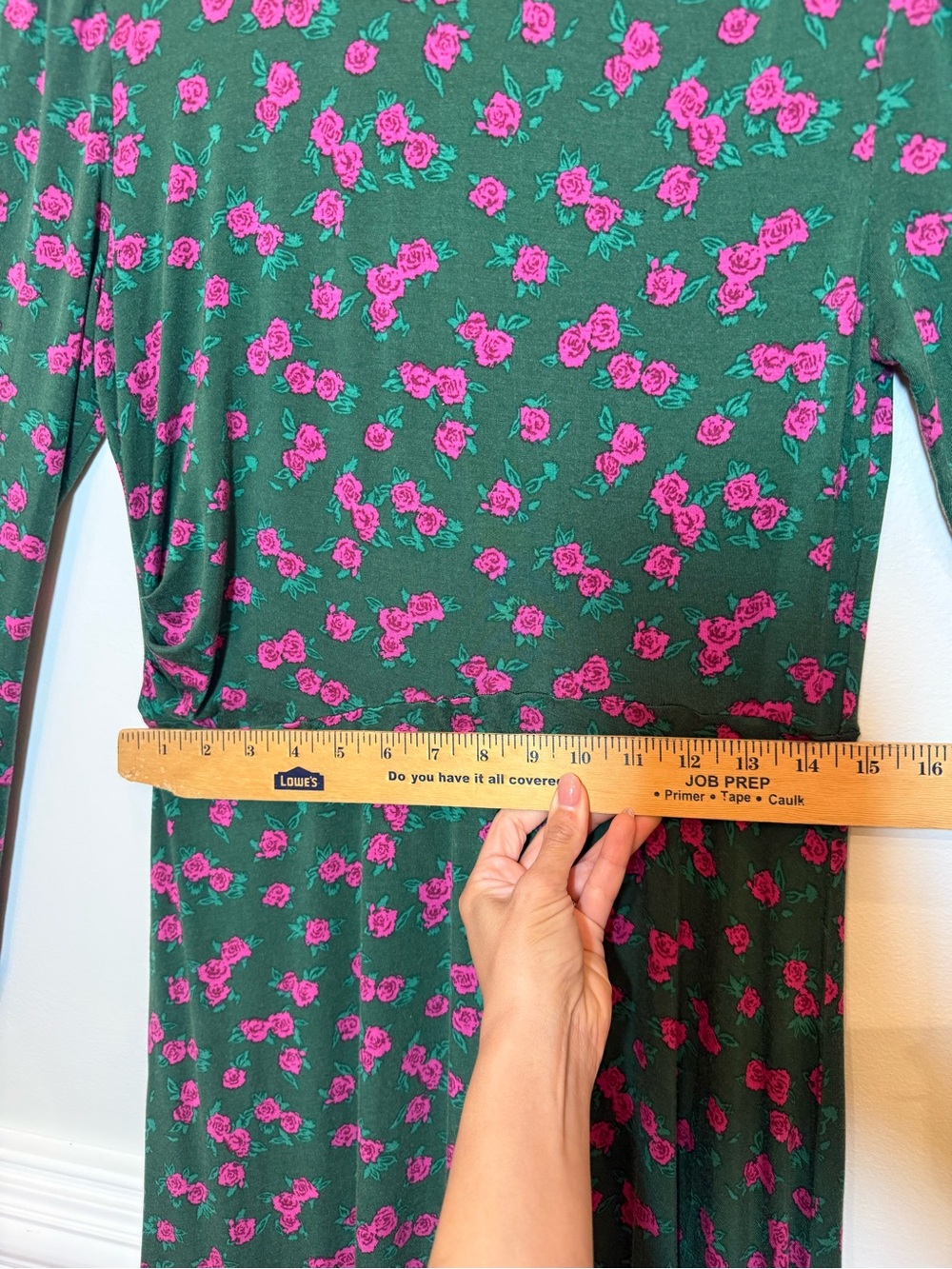 ModCloth Whimsy Goth Floral Print Dress, Mock Neck Long Sleeve Rouched Detail L - Picture 6 of 10